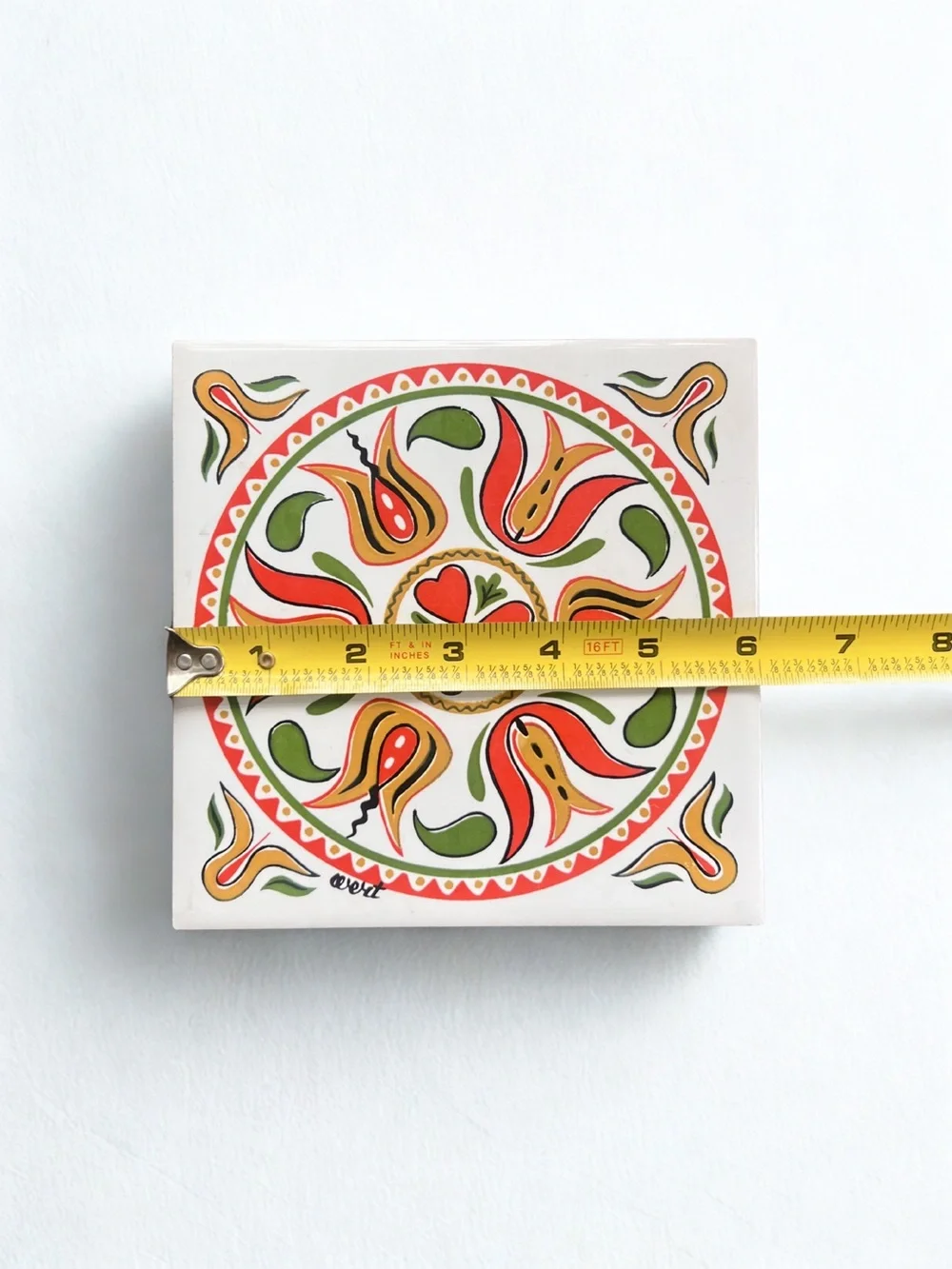 Vintage Pennsylvania Dutch Hex Sign 6x6 Ceramic Trivet Wall Decor